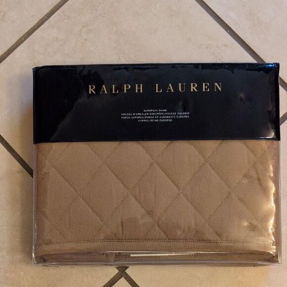 NWT Ralph Lauren Euro Sham Cromwell Quilted Camel Beige Tan - Picture 2 of 10